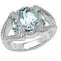 Sterling Silver Blue Topaz and White Topaz Ring