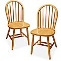 Natural Finish Windsor Chairs (Set of 2)