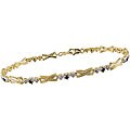 10k Gold 'X' and Heart Link Blue Sapphire Bracelet