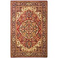 Hand-tufted Red Navy Heriz Wool Rug (6' x 9')
