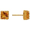 10k Yellow Gold Square Citrine Stud Earrings