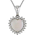 10k Gold Opal and 1/5ct TDW Diamond Heart Necklace