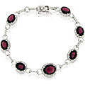 Glitzy Rocks Sterling Silver Garnet and CZ Tennis Bracelet