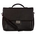 Abbyson Black Locking Leather Travel Briefcase