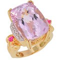 Michael Valitutti 14k Gold Kunzite and 1/10ct TDW Diamond Ring