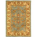 Handmade Heritage Kermansha Blue/ Beige Wool Rug (2' x 3')