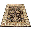 Indo Mahal Black/ Ivory Wool Rug (9' x 12')