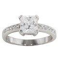 14k White Goldplated Princess CZ Bridal-inspired Ring