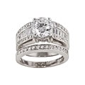 14k White Goldplated CZ Fancy Bridal-style Rings Set