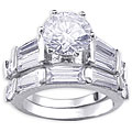 14k White Goldplated CZ Pinnacle Bridal-style Rings Set