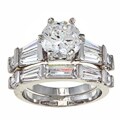 14k White Goldplated CZ Pinnacle Bridal-style Rings Set