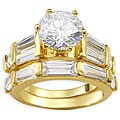 14k Yellow Goldplated CZ Pinnacle Bridal-style Rings Set