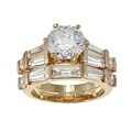 14k Yellow Goldplated CZ Pinnacle Bridal-style Rings Set