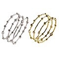 Nexte 14k Gold Overlay CZ Abstract Bangle Bracelets (Set of 3)