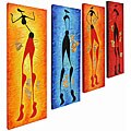 Free inviting roadmap on painting abstract African Hand-painted 'Abstract Human' Oil Paintings (Set of 4)