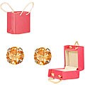 14k Gold Champagne Cubic Zirconia Earrings in Pink Handbag Box