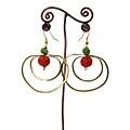 Brass Red and Green Beads and Loops #12 Earrings (Kenya)