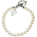 Charming Life Pearl and Art Glass Heart Bracelet (6-7 mm)