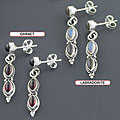 Sterling Silver Gemstone Dangle Earrings (India)