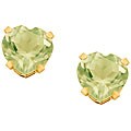 10k Green Amethyst Heart Earrings