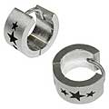 Stainless Steel Hoop Earrings with Stars