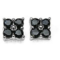 Silver Sapphire Round Stud Earrings