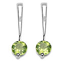 Sterling Silver Genuine Peridot Round-cut Earrings
