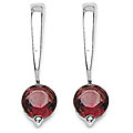 Silver Round Garnet Earrings