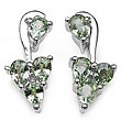 Sterling Silver Green Sapphire Drop Leaf Earrings