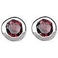 Sterling Silver Garnet Round Stud Earrings