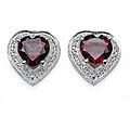 Sterling Silver Garnet Heart Earrings