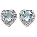 Sterling Silver Blue Topaz Heart Earrings