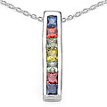 Genuine Multi-sapphire Silver Pendant