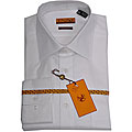 Enzo Tovare Men's White Twill Barrel-cuffed Dress Shirt