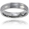 Men's Titanium Ridged Edge Brushed and Polished Ring (5-mm )