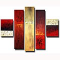 Hand-painted 'Ivory Red' Canvas Art Set