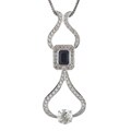 18k Gold 2 7/8ct TDW GGL Certified Diamond/ Sapphire Necklace (I, VS2)