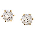 14k Gold Overlay CZ Martini Solitaire Stud Earrings