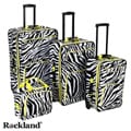 Rockland Deluxe Zebra/Lime 4-piece Luggage Set