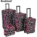 Rockland Deluxe Giraffe/Pink 4-piece Luggage Set