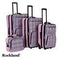 Rockland Pink Cross 4-piece Expandable Luggage Set