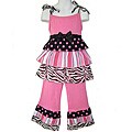 Ann Loren Boutique Girl's 2-piece Pink/ Black Rumba Capri Set