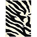 Handmade Soho Zebra Wave White/ Black N. Z. Wool Rug (2' x 3')