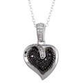 Silver 1/4ct TDW Black and White Diamond Heart Necklace