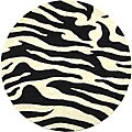 Handmade Soho Zebra Wave White/ Black New Zealand Wool Rug (6' Round)