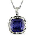 10k Gold Created Sapphire and 1/10ct TDW Diamond Necklace