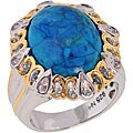 Michael Valitutti Silver Chrysocolla/ White Sapphire Ring
