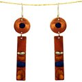 Bar Copper Circle amd Rectangular Enamel Earrings (Chile)