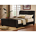 Tuscany Villa Dark Brown Upholstered King Sleigh Bed