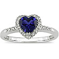 10k Gold Created Sapphire and 1/10ct TDW Diamond Ring